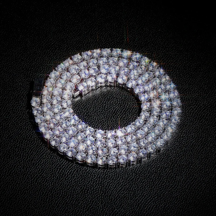 

Hot Selling Best Quality Brass 18k Gold 5mm Mens Tennis Chain Necklace