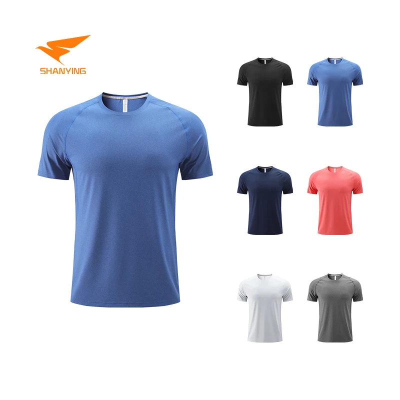 

New Brand Fitness Running O-neck T-shirt Spandex Polyester Bodybuilding Sport Shirts Tops Gym Men's T-shirts