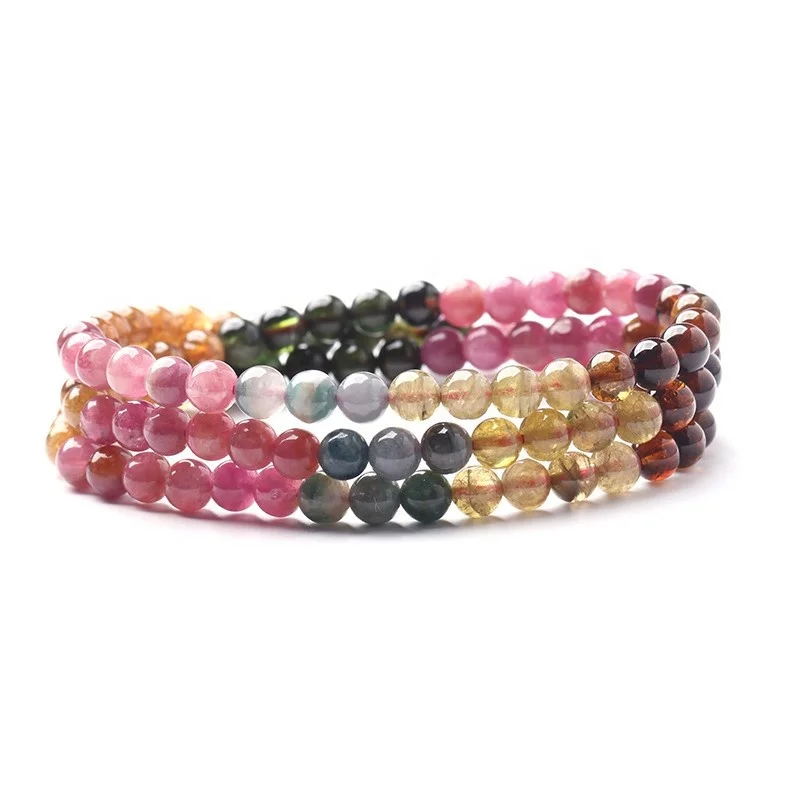 

Wholesale Natural Crystal Colorful Tourmaline Fashion Accessories Tourmaline Crystal Bracelet, Colours