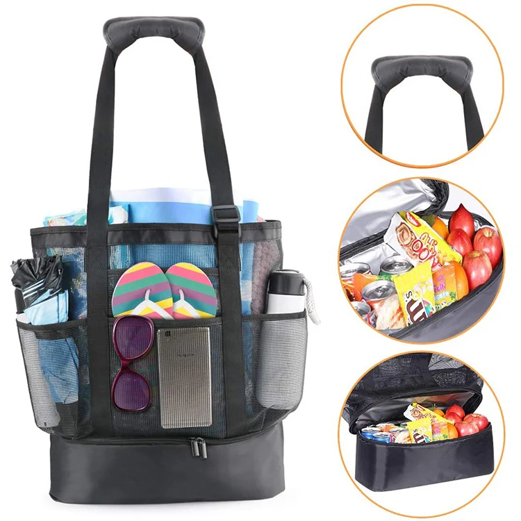 

AZB232 Big capacity large dry wet separation nylon mesh clear summer beach bags 2021 waterproof beach bags custom tote for women, Various color available