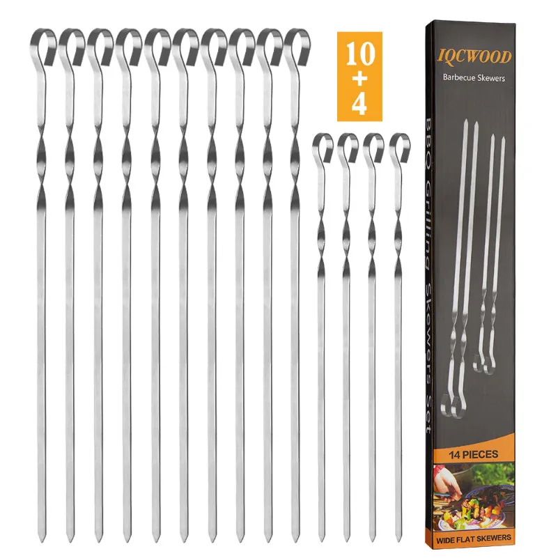 

BBQ skewers Stainless Steel Reusable Grilling Skewers for for Meat Shrimp Chicken, Stainless steel/customizable