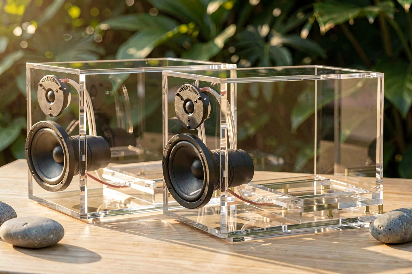 UV-resistant custom plexiglass speaker boxes