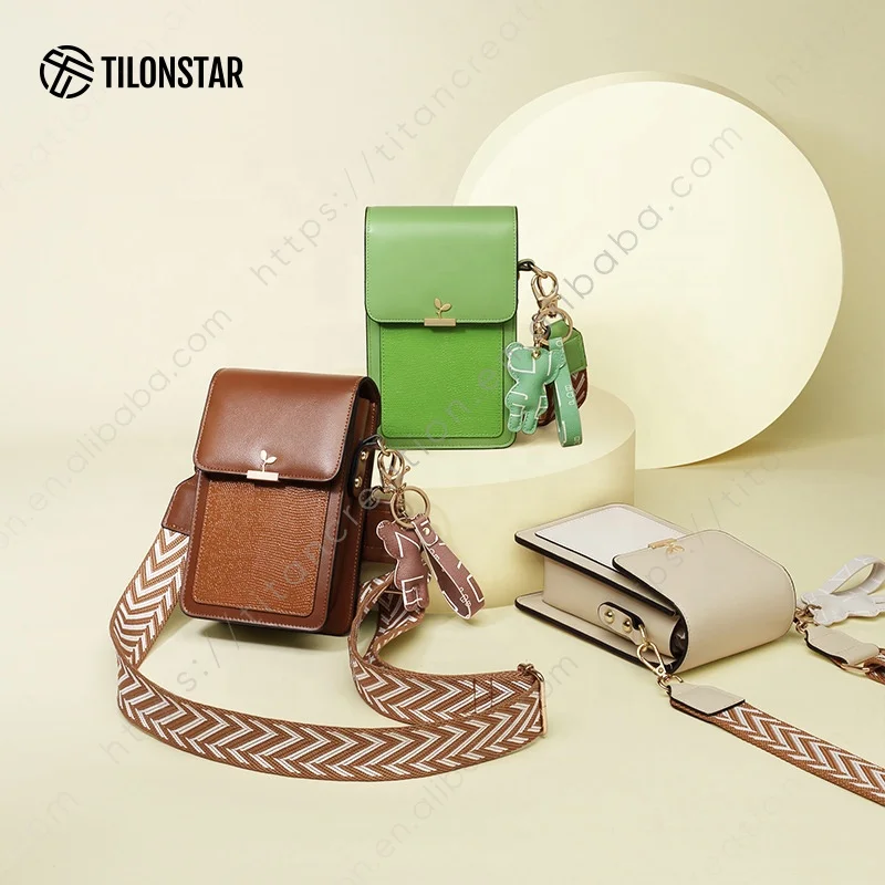 

TILONSTAR New Small Square Bag Women Mini Leather Shoulder Messenger Bag Phone Bags With Pendant