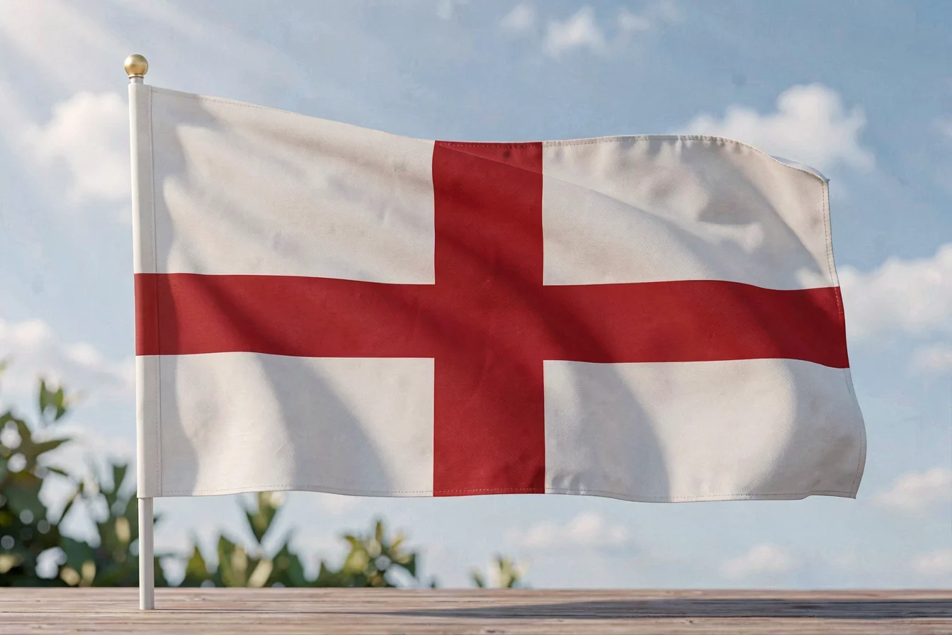 Premium flag with white background and red cross