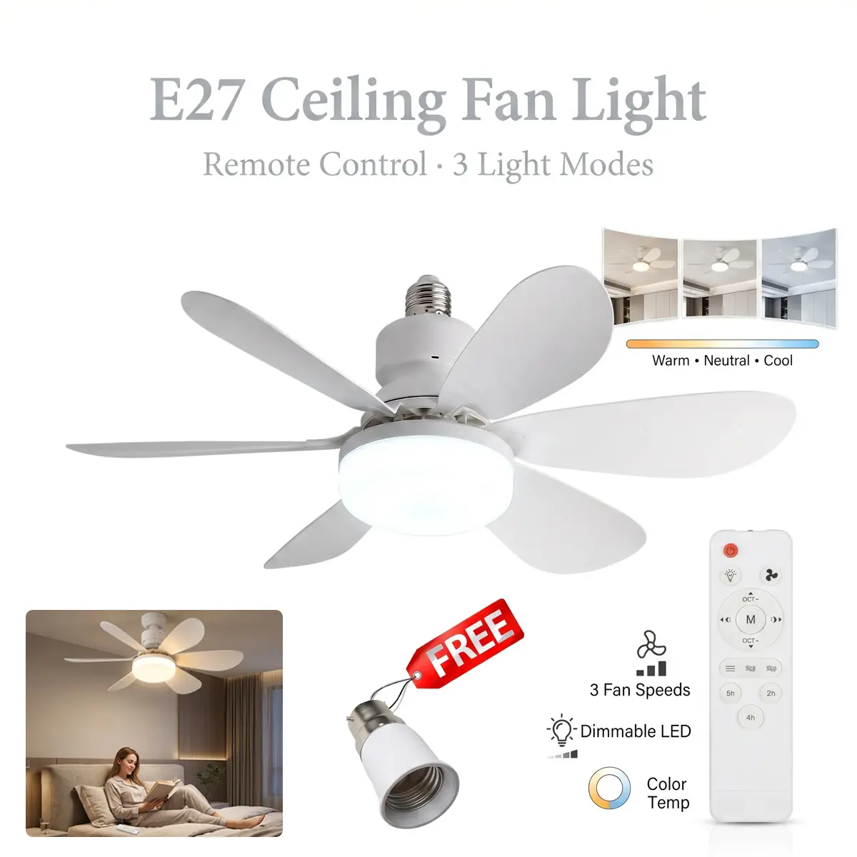 Modern 2-in-1 LED Ceiling Fan Light Hero