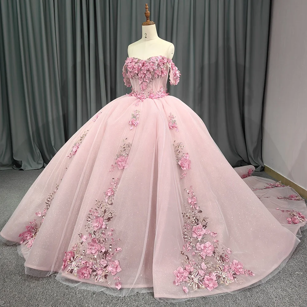 

Jancember 5720 Sweet Pink Off Shoulder Ball Gown Evening Prom Quinceanera Dresses