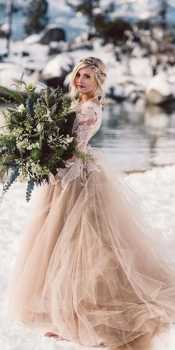 long sleeve shein wedding dresses SHEIN Belle Women'S Long Sleeve Sheer Bridal Gown