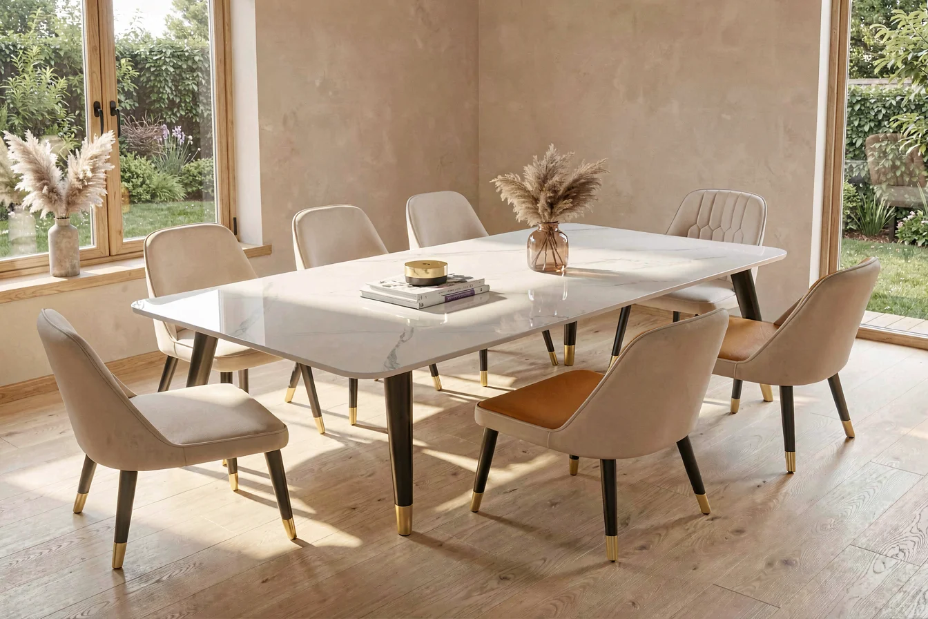 Extendable 10 seater dining table set