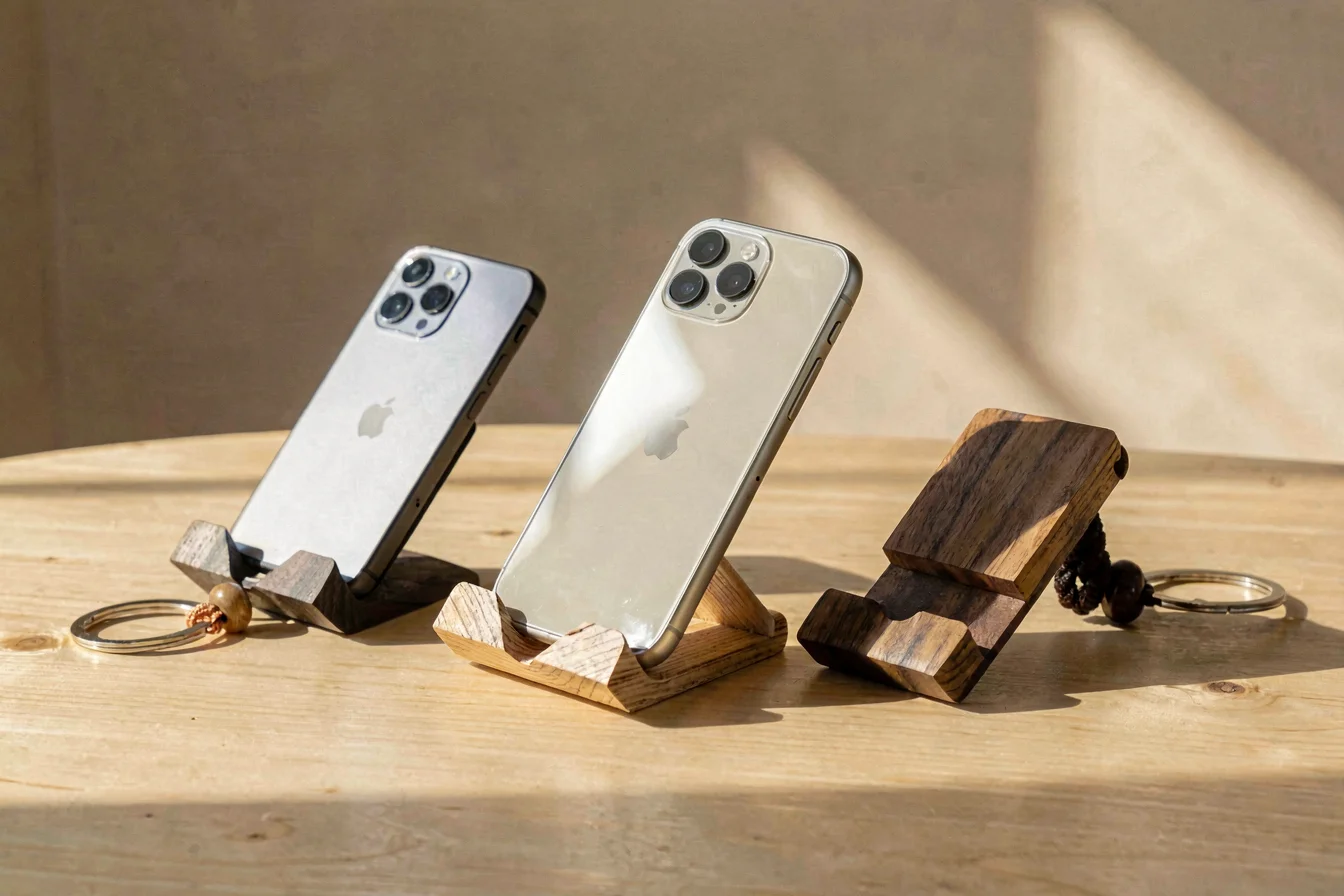 Portable keychain phone stand