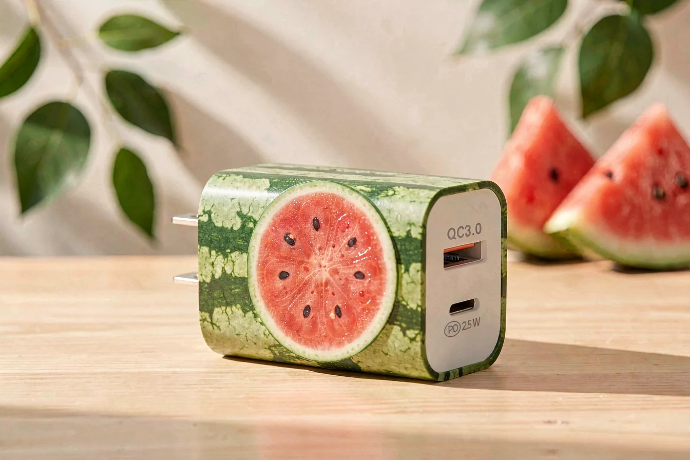 Fast-charge iPhone charger watermelon design