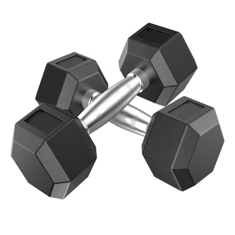 

Dumbbell Solid Iron Hexagon Dumbbells Rubber Encased Hex Dumbbell with Metal Handles Home Sports Fitness Equipm