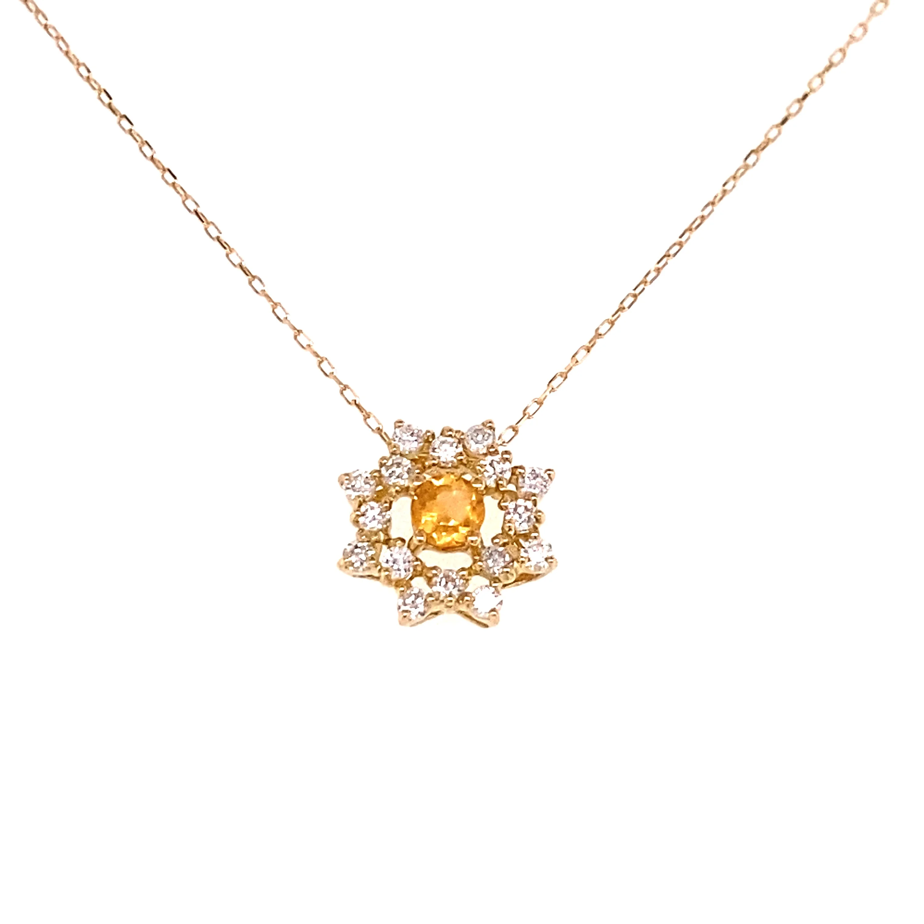 

JMW Japan made Solid K10 K18 gold Nov November month Birthstone Citrine Gems with 0.16ct Diamond Birthday gift