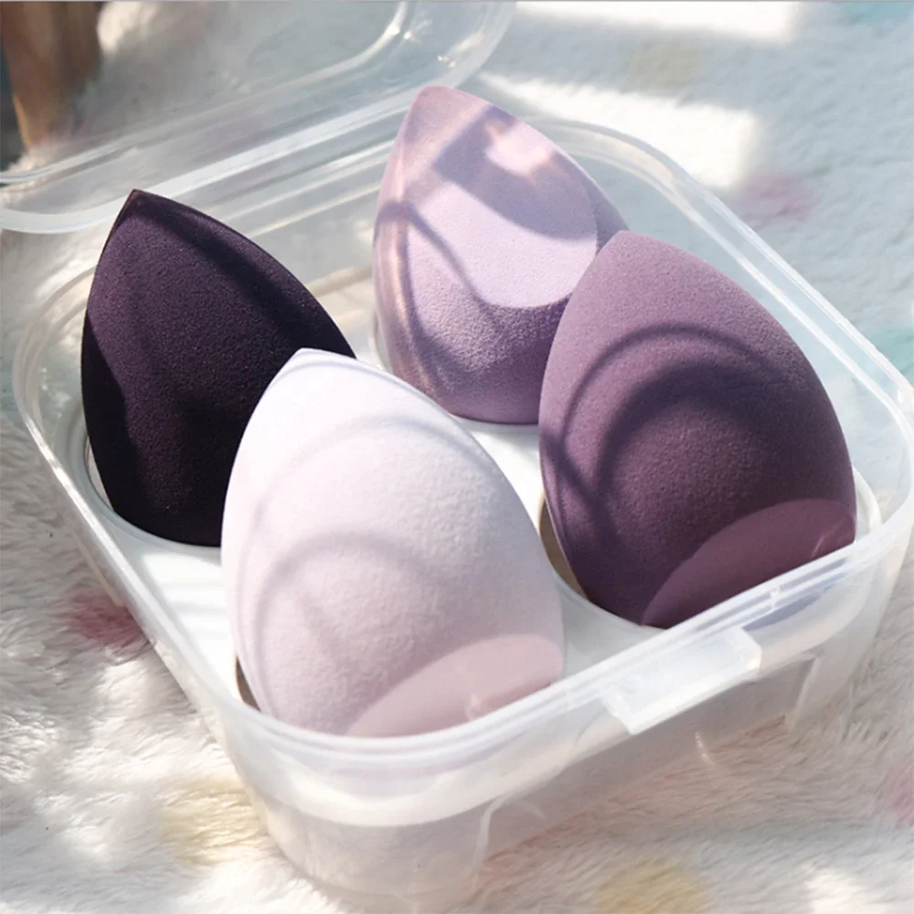 

New Trending Non-Latex Hydrophilic Polyurethane Teardrop Original Beauty Makeup Sponge Blender with Waterdrop Shape Case, Pink, blue, gray, black, rose red,etc.