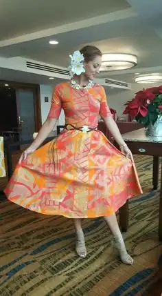 knee length dresses for ladies NE Fiji Bula Dress Ancient Tropical Pattern Puletasi Dress Ver.04 LT14