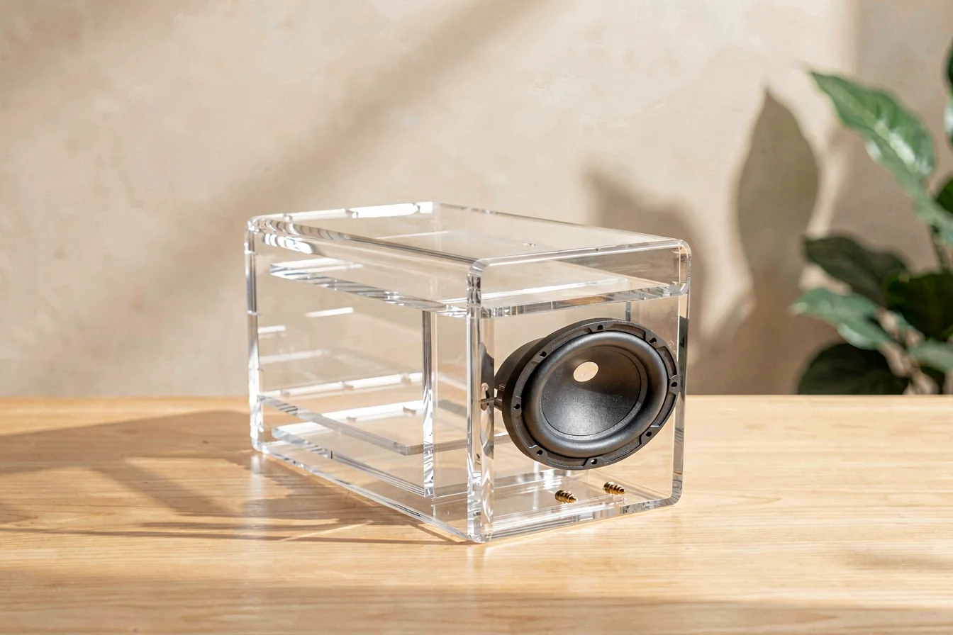 Branded custom plexiglass speaker boxes