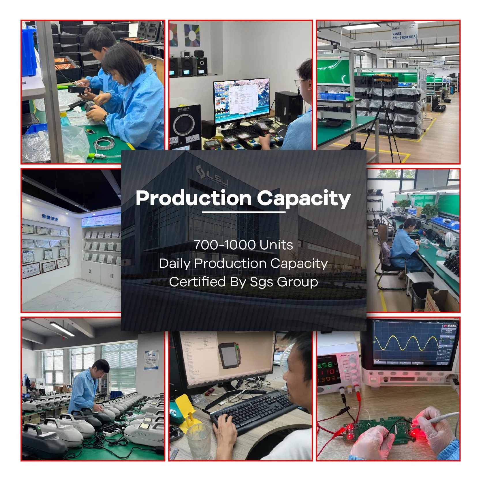Supplied collage of LSJ manufacturing, assembly, and testing areas