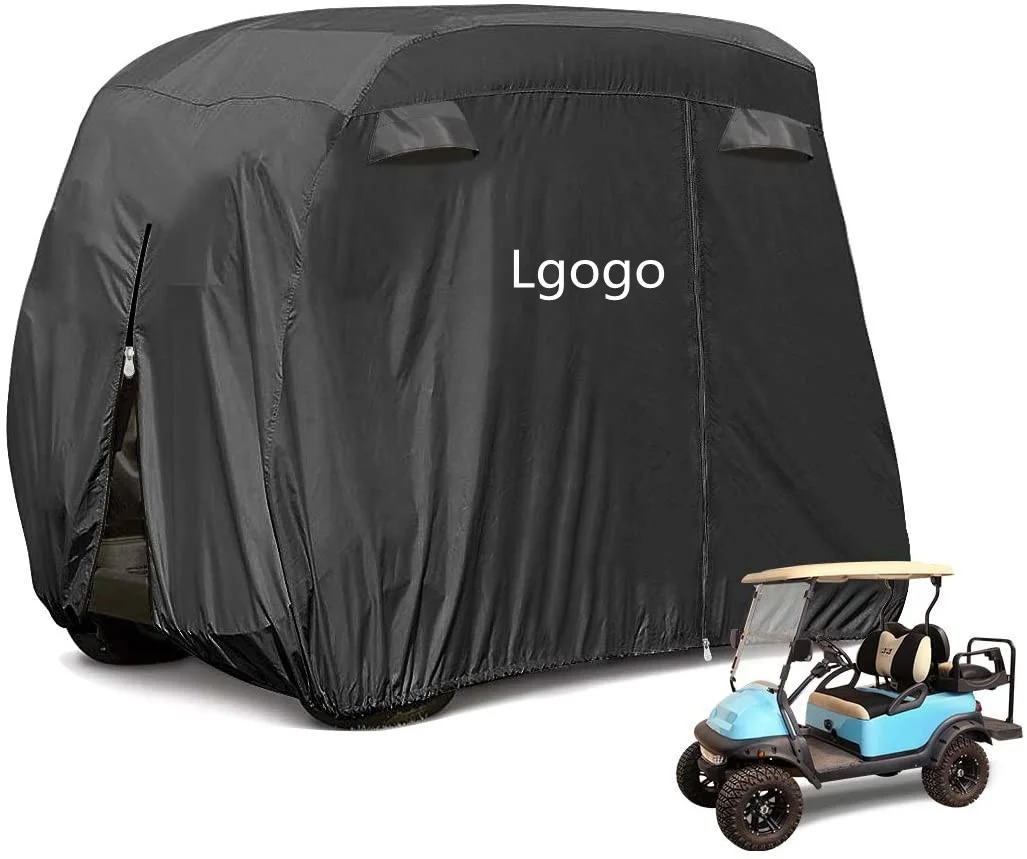 

PVC Golf Cart 2/4 /8 Passenger Sun and Rain Car Cover, Light brown/black