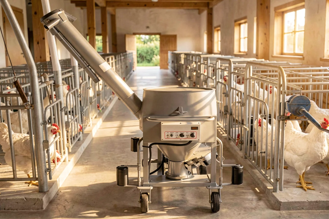 Automatic layer poultry feed trolley