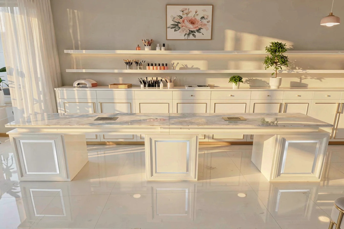 Compliant manicure table with ventilation