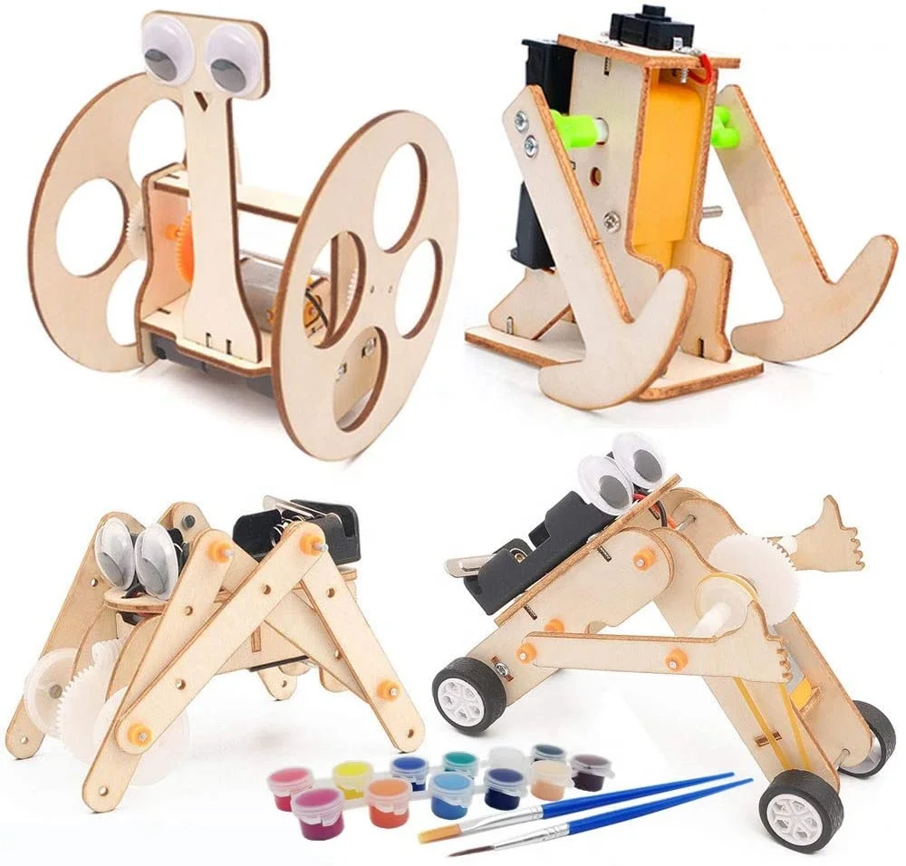 STEM Two Wheel Balance Car Robot DIY Science Kits Kids Students Fun Wooden Assembly Physics Electric Building Kit