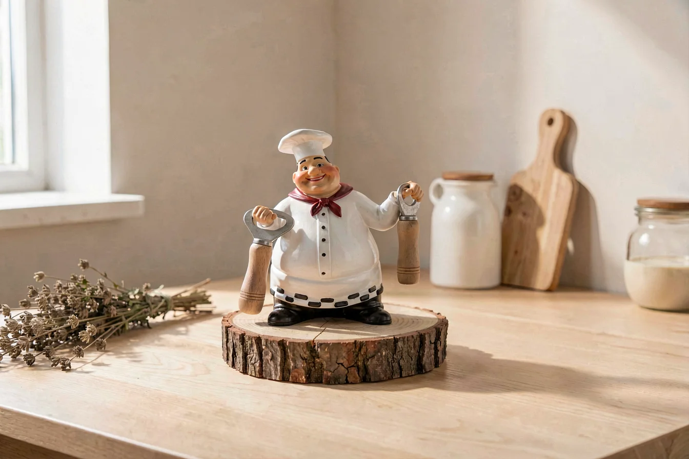 Hand-painted resin chef statue