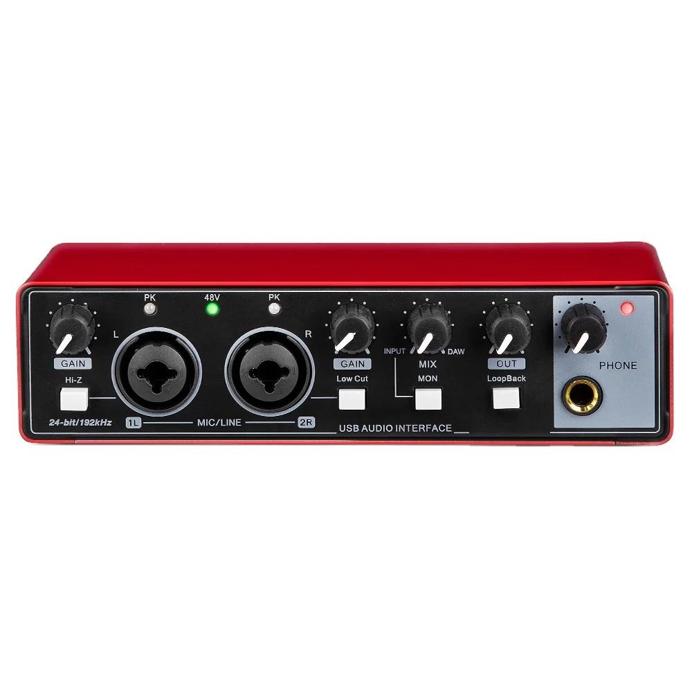 

MD22 New Professional 2Channels 24Bit 192Hkz Audio Interface And USB Sound Card For Live Recording