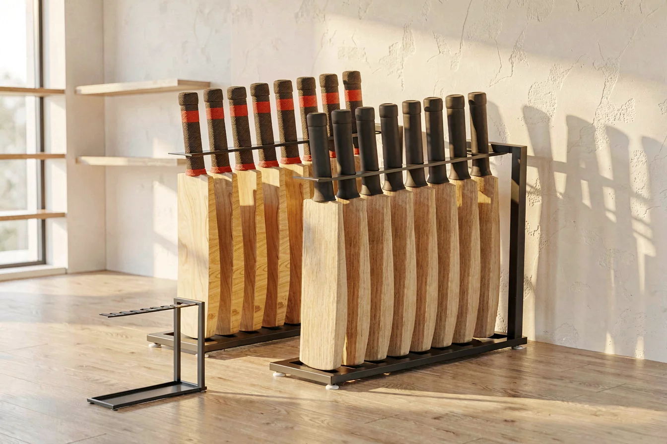 Heavy-Duty Cricket Bat Display Stand for Retail Store
