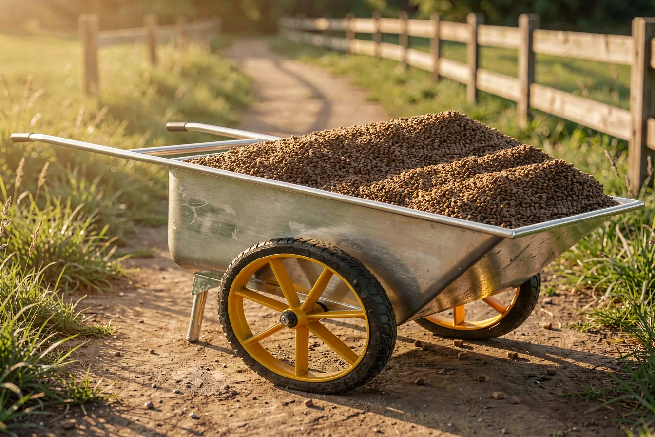Heavy-duty layer poultry feed trolley