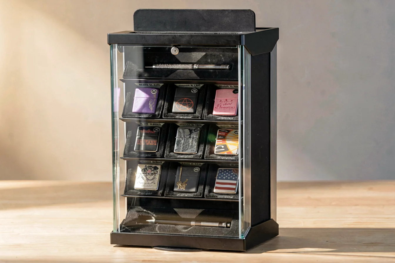 Premium display case for Zippo lighters