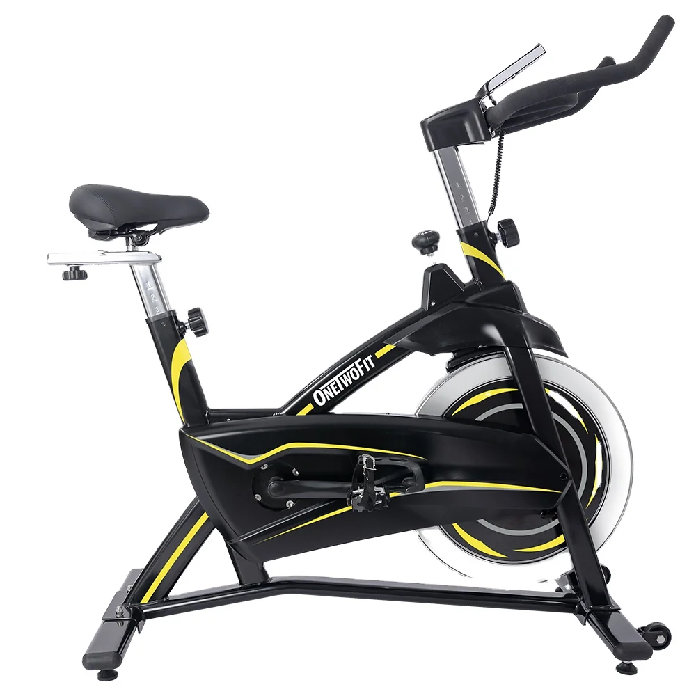 

OneTwoFit Gym Equipment Indoor Cycling Stationary Folding Magnetic Upright Fitness Spin Cycle Exercise Bike Sale, Black