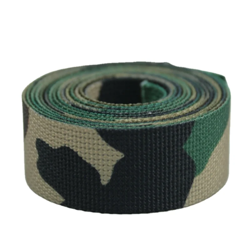 Camouflage webbing tactical 25mm Wood land tactical Nylon Webbing Tape for Bag and Backpack