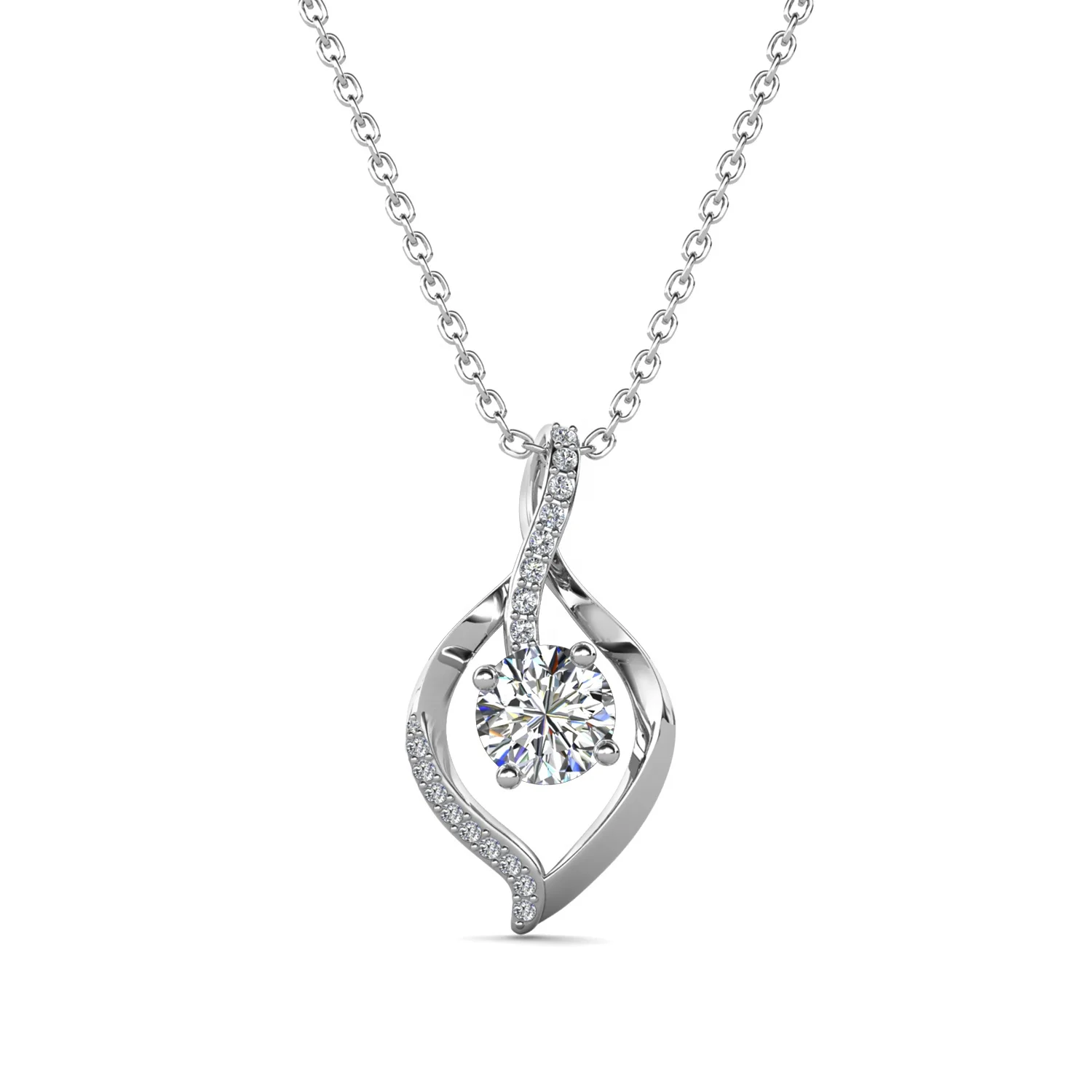 

Environmental Friendly GRA Certified Moissanite Diamond 925 Sterling Silver Twist Pendant Necklace For Women Destiny Jewellery