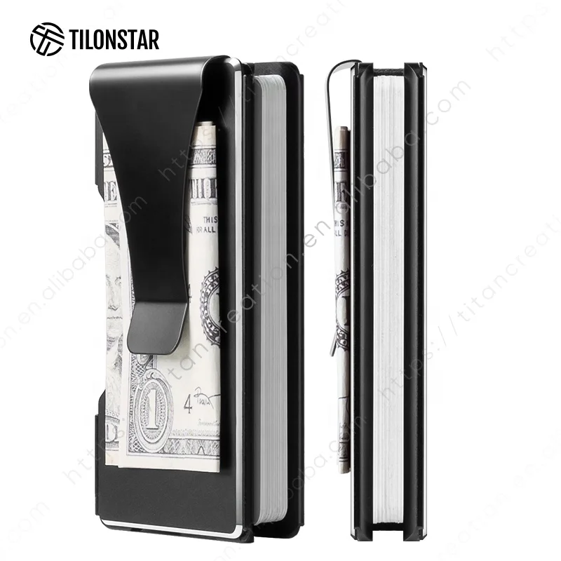 

TILONSTAR Aluminum Men'S Minimalist Metal Wallet Rfid Blocking Wallet Card Holder With Money Clip