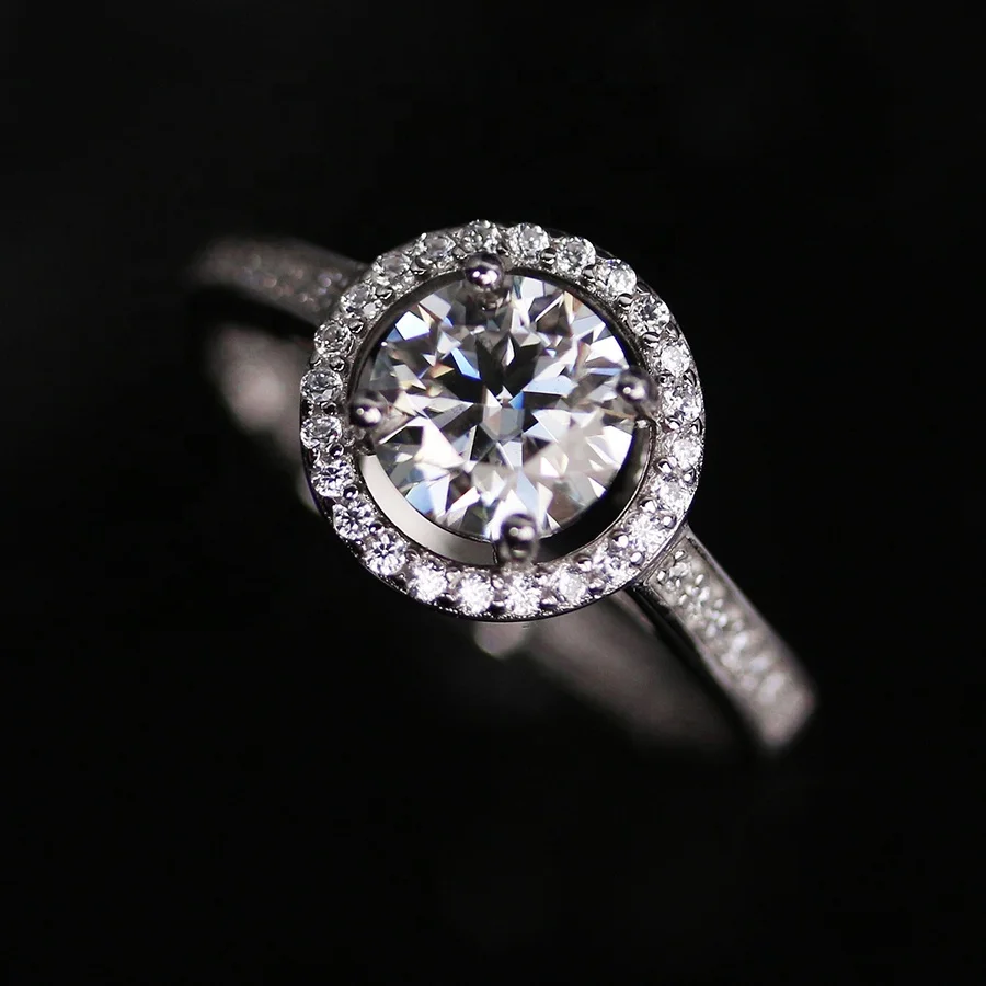 

Endless Brilliant 1 Carat Moissanite Lab Grown Diamond 925 Sterling Silver Round Halo Women Wedding Ring Destiny Jewellery