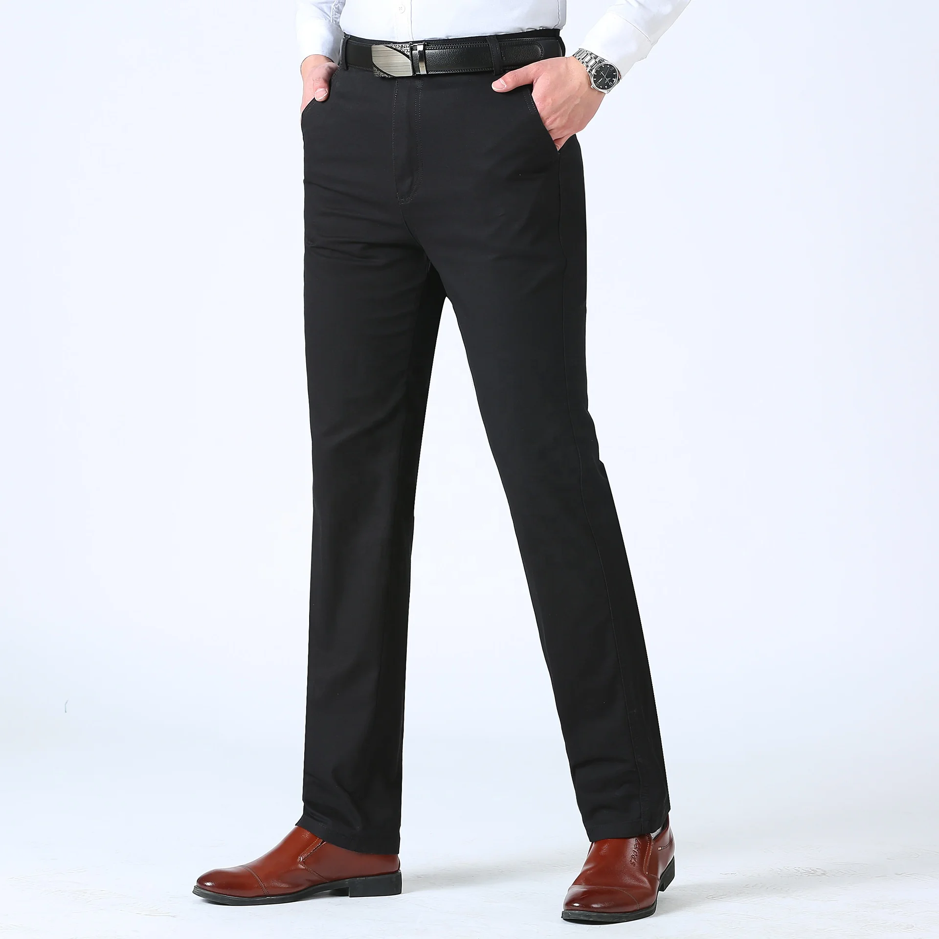 

New fashion men cotton pant pure color stretch slim men's pants chinos, 4 colors
