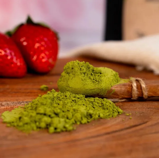 Matcha Pouch with Strawberries