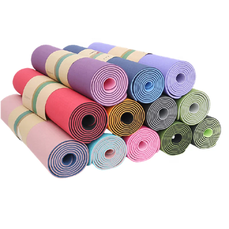 

Eco Friendly Double Layer 6mm Sports Gym Natural Rubber TPE Fitness Yoga Mat Anti Slip Custom Yoga Mat