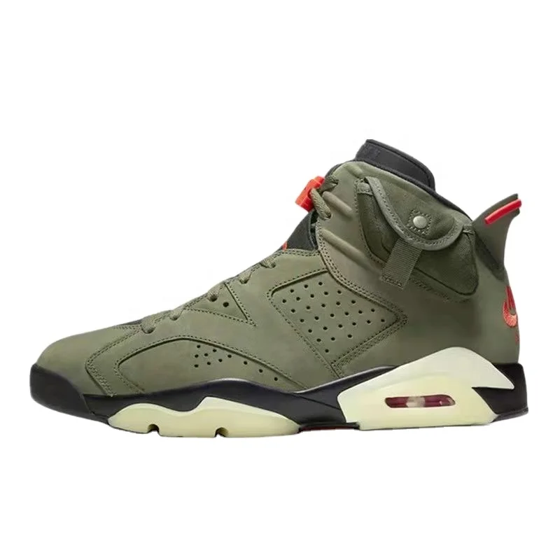 

High quality and hot selling men's basketball shoes brand aj6 original air cushion retro 6 Travis Scotts men's sneakers, Black