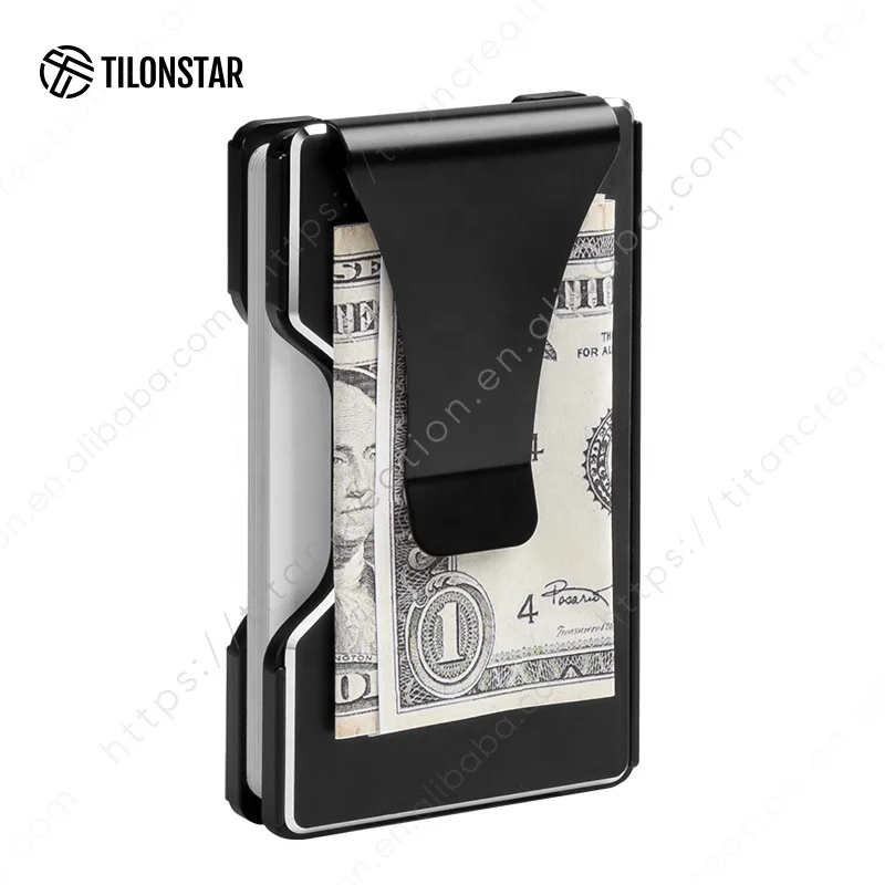 

TILONSTAR Wholesale RFID Blocking Metal Wallet Ultra-thin Men Aluminum Credit Card Holder With Money Clip