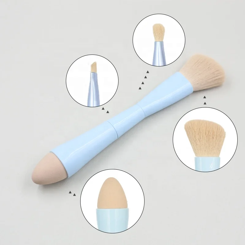 Wholesale Makeup Brushes Blue pink 4-in-1 Multi-function Brush Set Suitable for Travel with Private logo Customization