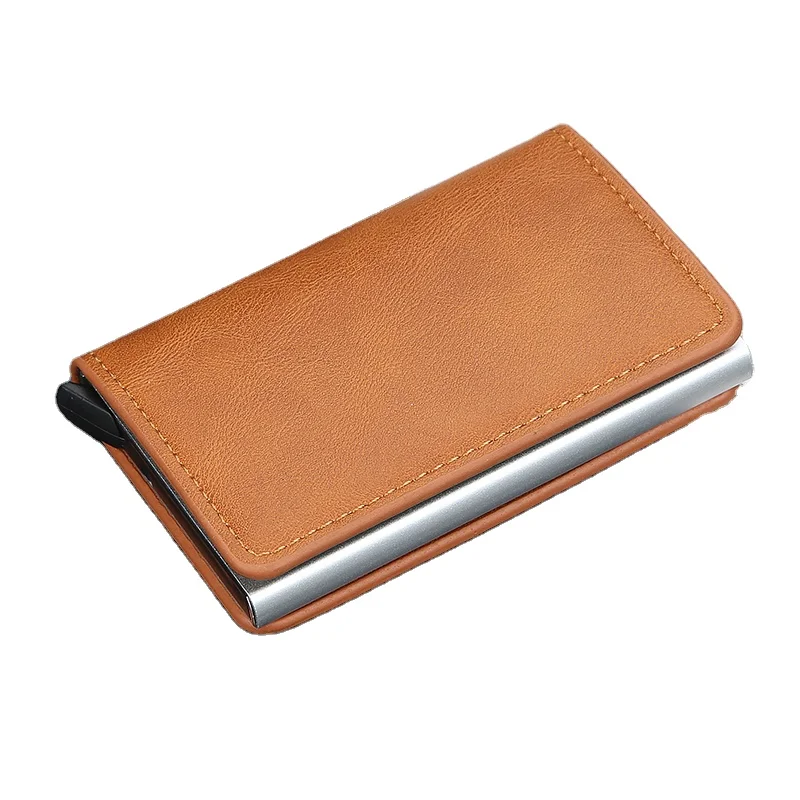 

RFID Blocking solid color style PU & Aluminum shell material Pop Up Card Holder Wallet