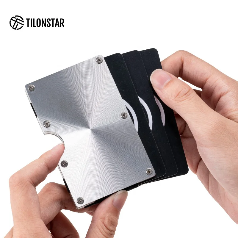 

Mens Slim Wallet With Money Clip Rfid-Blocking Aluminum Metal Card Case Card Holder