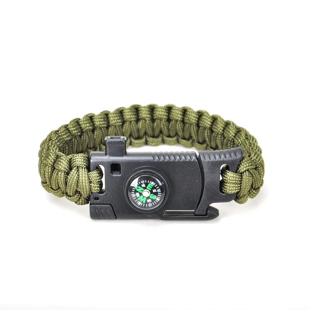 

Outdoor Survival Multi Function Compass Firestarter Knife Field Survival Paracord Bracelet