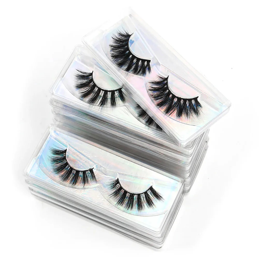 

Faux Mink Eyelashes High Quality Naturel 3D Vegan Faux Mink Lashes Handmade Fluffy Faux Cils With Customized packing box, Black