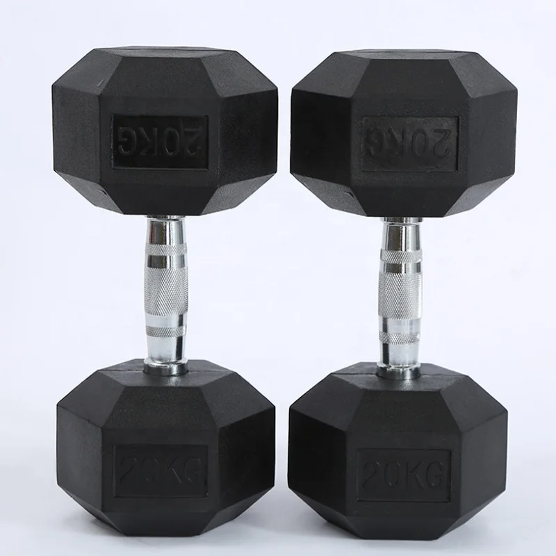 

1kg-40kg home gym bodybuilding equipment rubber hex dumbbells with interior iron