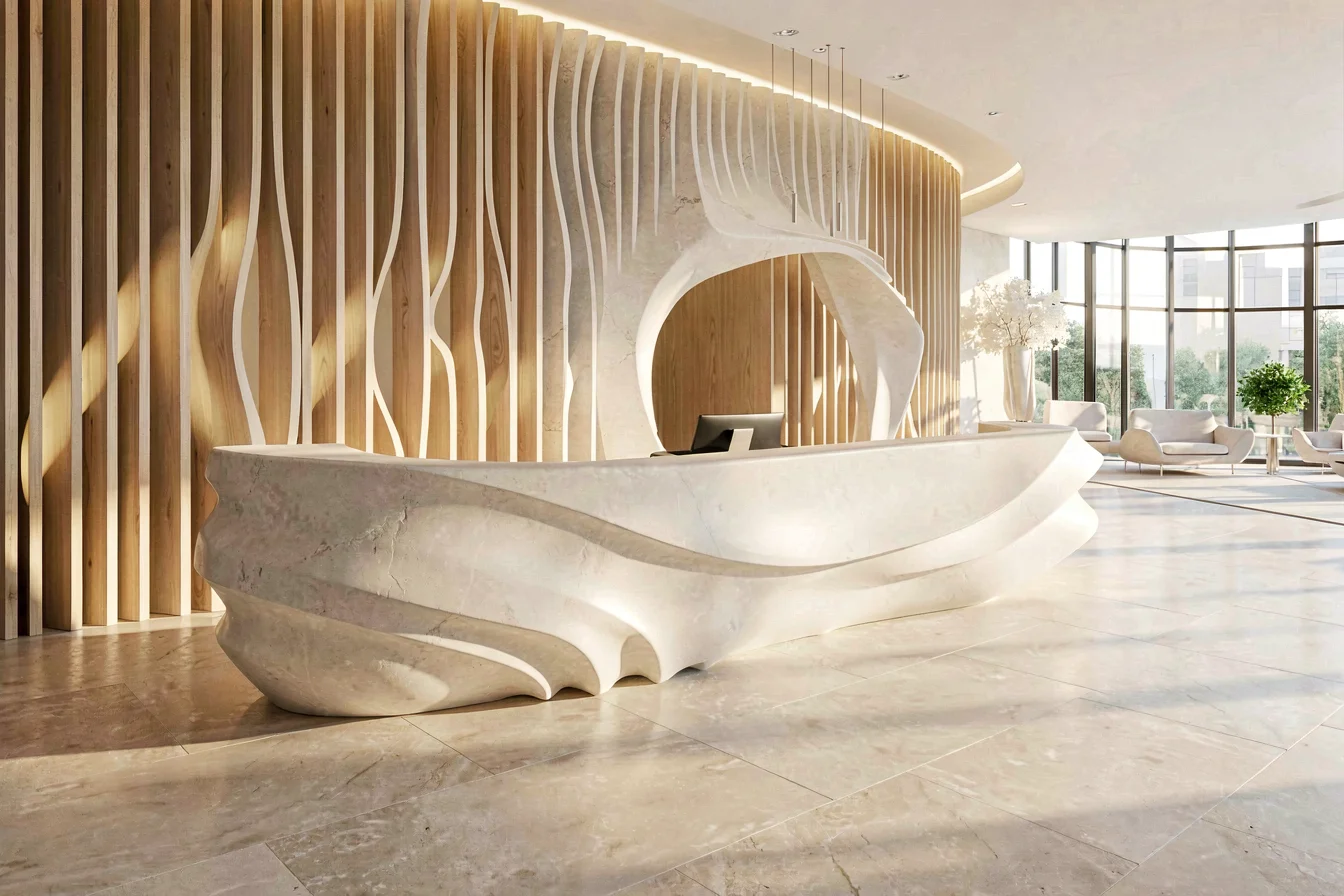 customizable stone reception desk
