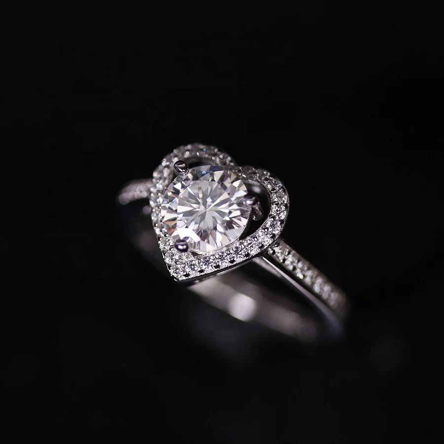 

18K Gold Plated 925 Sterling Silver 1 Carat GRA Moissanite Diamond Heart Wedding Ring Band For Women Destiny Jewellery