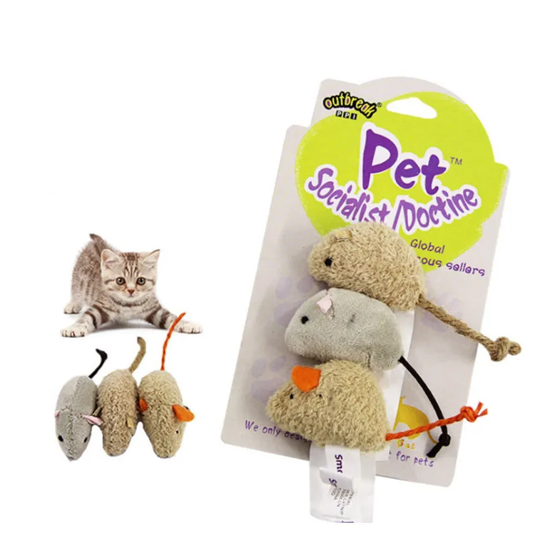 

Factory Price Plush Simulation 3pcs Mouse Funny Cat Pet Supplies Best Selling Cat Mice Toy