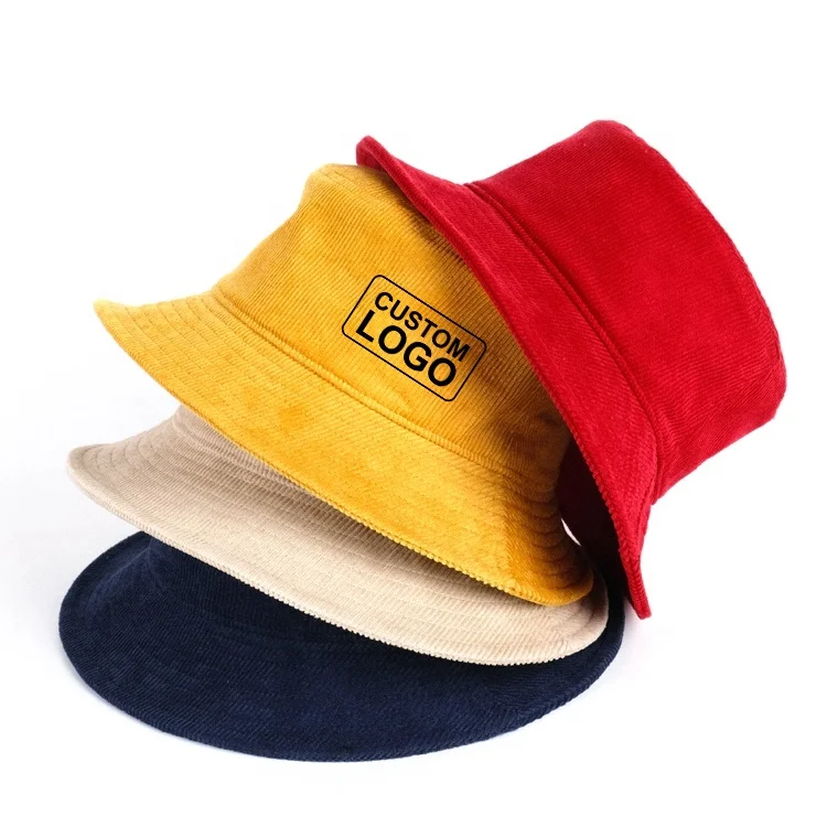 

Wholesale Custom Embroidered Printed Logo Mens Corduroy Cotton Fisherman Bucket Hat