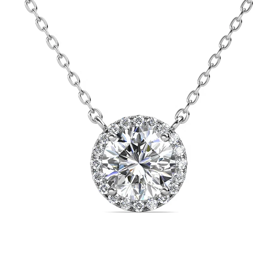 

18K White Gold Plated 925 Sterling Silver Necklace With 1 Carat VVS1 Moissanite Pendant For Women Destiny Jewellery